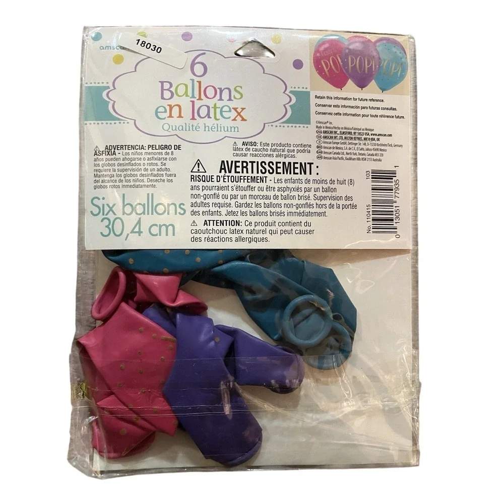 Ready to Pop Latex Balloons Birthday Party Decorations 6 Assorted Color Per Pack